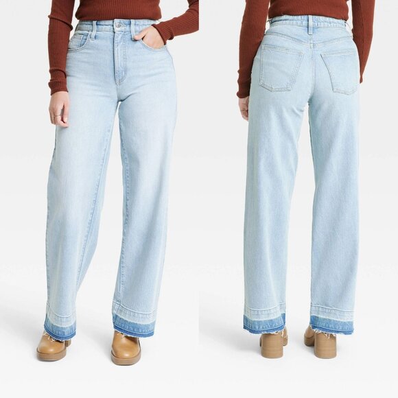 00 - Womens High-Rise Wide Leg Jeans - Universal Thread - Light Wash - Picture 1 of 7
